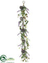 Silk Plants Direct Thistle, Lavender, Sedum Garland - Purple Cream - Pack of 2