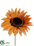 Silk Plants Direct Burlap Sunflower Pick - Orange - Pack of 24