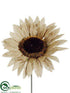 Silk Plants Direct Burlap Sunflower Pick - Tan - Pack of 24