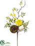 Silk Plants Direct Ranunculus, Blossom, Bird's Nest Pick - Yellow Green - Pack of 12
