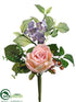 Silk Plants Direct Rose, Hydrangea Pick - Pink Light - Pack of 12