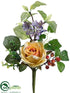 Silk Plants Direct Rose, Hydrangea Pick - Yellow - Pack of 12