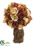 Silk Plants Direct Rose Topiary Bouquet - Brown Beige - Pack of 12