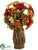 Rose Topiary Bouquet - Orange Green - Pack of 12