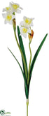 Silk Plants Direct Daffodil Spray - White Yellow - Pack of 12