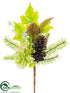 Silk Plants Direct Hydrangea, Magnolia Leaf, Pine Cone Spray - Green Brown - Pack of 12