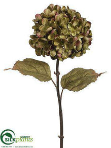 Hydrangea Spray - Olive Green Burgundy - Pack of 12