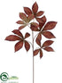 Silk Plants Direct Juglandaceae Leaf Spray - Rust Olive Green - Pack of 6