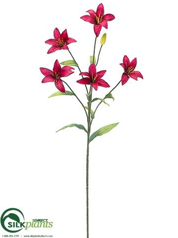 burgundy tiger lilies Silk Plants Direct Tiger Lily Spray - Red Burgundy