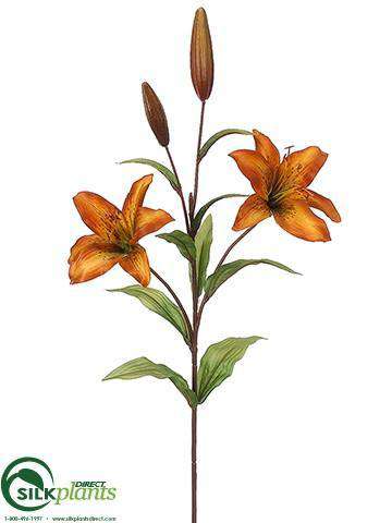 orange and purple tiger lily Purple Dark Tiger Lily Spray | Silk Lily Arrangements