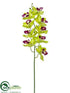 Silk Plants Direct Cymbidium Orchid Spray - Green Burgundy - Pack of 12