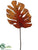 Tiger Print Split Philodendron Leaf Spray - Orange Brown - Pack of 12