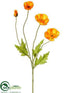 Silk Plants Direct Poppy Spray - Orange - Pack of 12