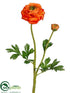 Silk Plants Direct Ranunculus Spray - Orange - Pack of 12