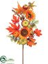 Silk Plants Direct Sunflower, Apple, Maple Spray - Fall - Pack of 6