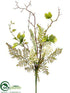 Silk Plants Direct Berry, Fern, Twig Spray - White Green - Pack of 12