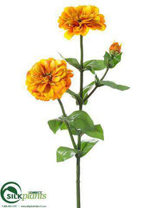 Silk Plants Direct Zinnia Spray - Yellow Gold - Pack of 12