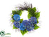Silk Plants Direct Hydrangea, Fern Wreath - Blue - Pack of 2