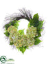 Silk Plants Direct Hydrangea, Fern Wreath - Green - Pack of 2