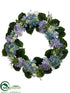 Silk Plants Direct Hydrangea Wreath - Lavender Blue - Pack of 4