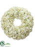 Silk Plants Direct Hydrangea Wreath - White Green - Pack of 1