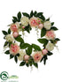 Silk Plants Direct Peony Wreath - Pink Cream - Pack of 4