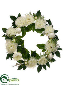 Peony Wreath - White - Pack of 4