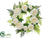 Silk Plants Direct Peony, Fern Wreath - White Green - Pack of 2