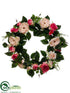Silk Plants Direct Rose Wreath - Cerise Blush - Pack of 4