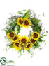 Silk Plants Direct Sunflower Wreath - Yellow - Pack of 2