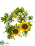 Silk Plants Direct Sunflower, Fig Wreath - Yellow Green - Pack of 2