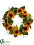 Silk Plants Direct Sunflower Wreath - Yellow - Pack of 4