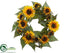 Silk Plants Direct Sunflower, Berry Wreath - Yellow Green - Pack of 2