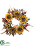 Silk Plants Direct Burlap Sunflower, Maple, Berry Wreath - Fall - Pack of 2