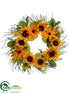 Silk Plants Direct Sunflower, Rudbeckia, Daisy Wreath - Yellow Two Tone - Pack of 4