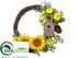 Silk Plants Direct Sunflower, Hydrangea, Birdhouse Wreath - Yellow Green - Pack of 2
