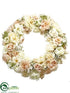 Silk Plants Direct Peony, Rose, Snowball Wreath - Cream Blush - Pack of 1