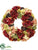 Silk Plants Direct Hydrangea, Rose, Sedum Wreath - Burgundy Green - Pack of 2