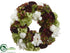 Silk Plants Direct Hydrangea, Ranunculus, Peony, Skimmia Wreath - Eggplant Green - Pack of 1