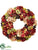 Silk Plants Direct Hydrangea, Rose, Sedum Wreath - Burgundy Green - Pack of 1