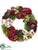 Silk Plants Direct Hydrangea, Rose, Sedum Wreath - Plum Mauve - Pack of 1