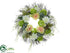 Silk Plants Direct Peony, Dahlia, Snowball, Succulent Wreath - Peach Green - Pack of 2