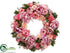 Silk Plants Direct Peony, Rose, Sedum Wreath - Pink Cerise - Pack of 1