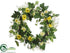 Silk Plants Direct Daisy, Berry, Leaf Wreath - Yellow Green - Pack of 4