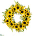 Silk Plants Direct Sunflower, Fern Wreath - Yellow - Pack of 2