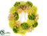 Silk Plants Direct Dahlia, Hydrangea Wreath - Peach Green - Pack of 4