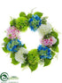 Silk Plants Direct Hydrangea, Fern Wreath - Mixed - Pack of 2