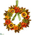 Silk Plants Direct Sunflower, Dahlia Wreath - Yellow Orange - Pack of 2