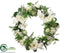 Silk Plants Direct Rose, Hydrangea, Lamb's Ear Wreath - White Green - Pack of 1