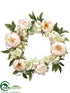 Silk Plants Direct Hydrangea, Peony Wreath - White Pink - Pack of 3